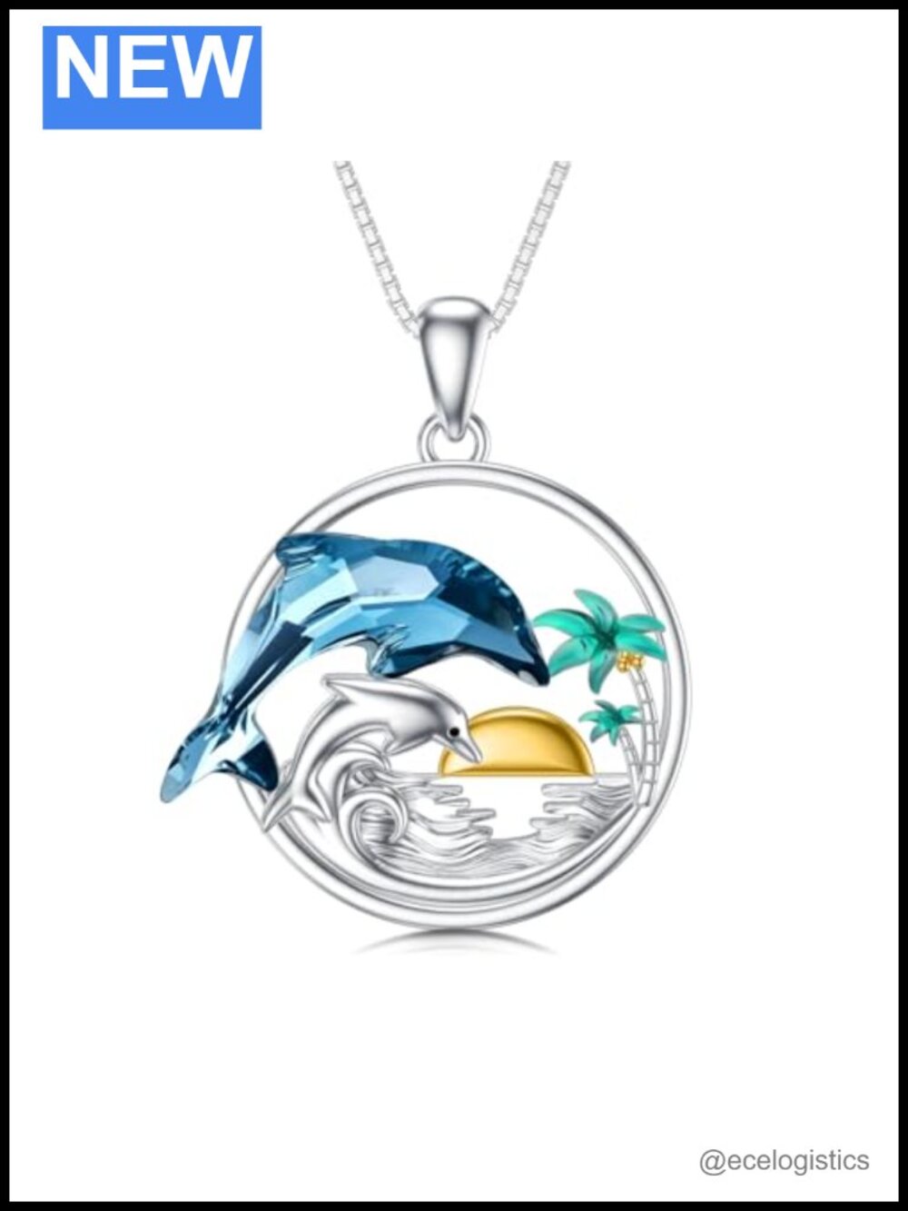 925 Sterling Silver Dolphin Pendant Necklace 18in Extender Ocean Jewelry Gift